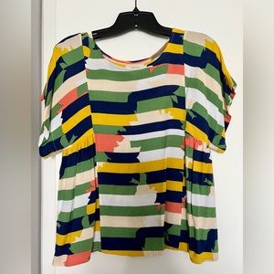Maeve Blouse - XS Multi-color striped short sleeve